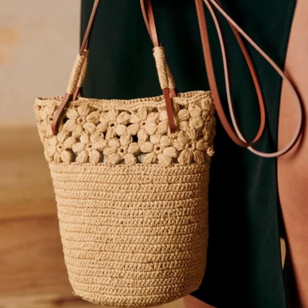 Sezane Josie Basket, Natural Flower Raffia